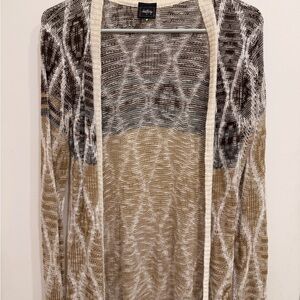 Daytrip Open-Front Lightweight Cardigan in Brown, Cream, and Gray